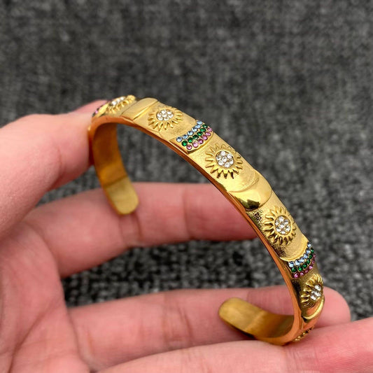 Tarot Style Cuff Bangle - Golden Sun