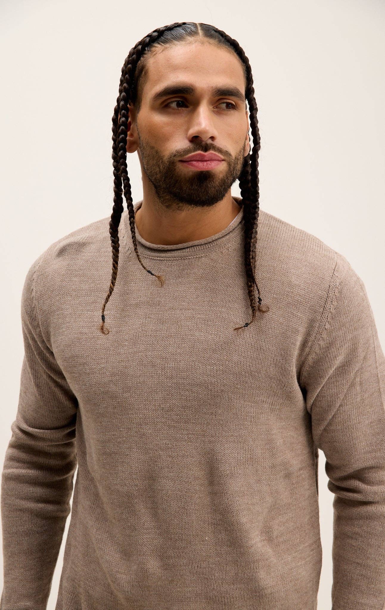 Men's Tube Soft Pullover Sweater - Light Brown