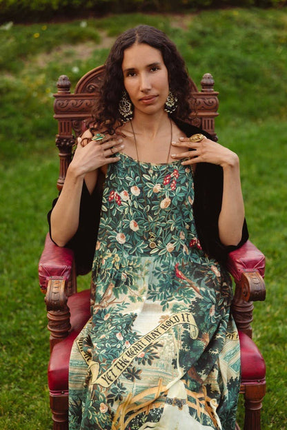 Wildheart Bohéme Long Maxi Slip Dress w/ Unicorn & Castle - L/XL (fits approx. size 12-16)