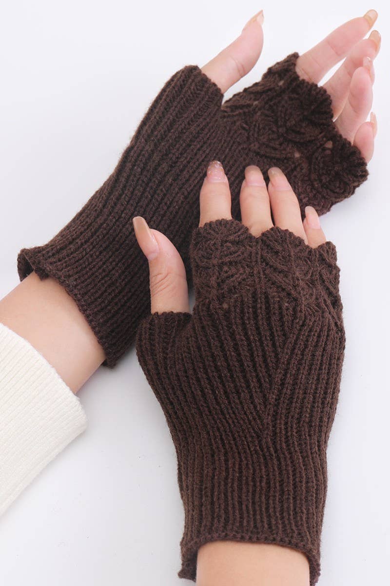 Knit Hand Warmers - Coffee O/S