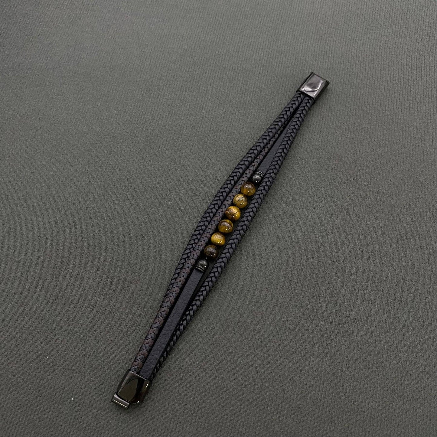 Tiger's Eye Stone Multi-Layer Leather Men's Bracelet