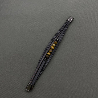 Tiger's Eye Stone Multi-Layer Leather Men's Bracelet