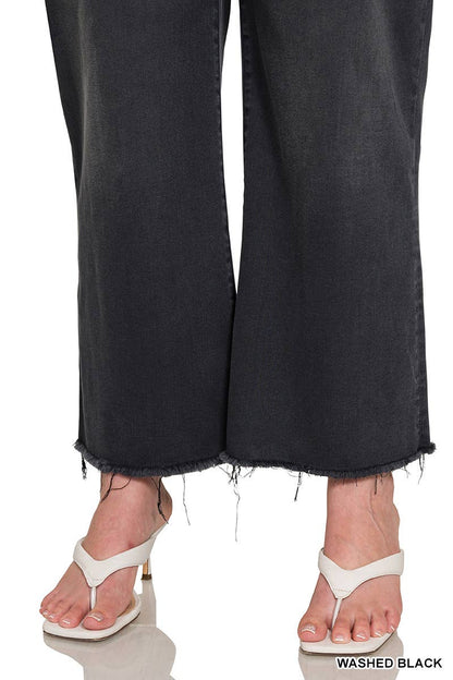 Plus High Rise Washed Black Cropped Jean Pants - WASHED BLACK