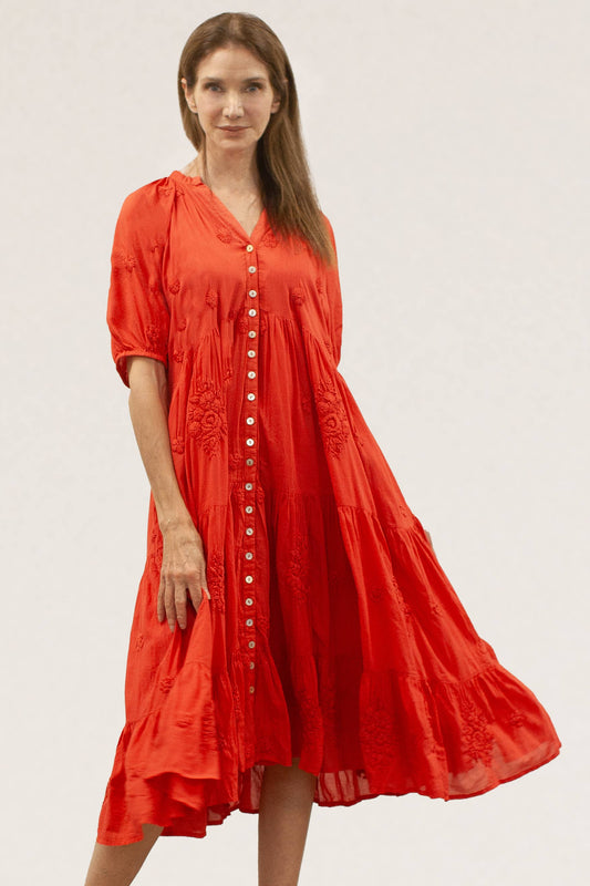 Posie Dress - Tomato Red