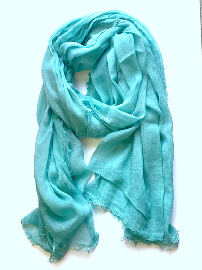 Stone Washed Cotton Scarf - Turquoise