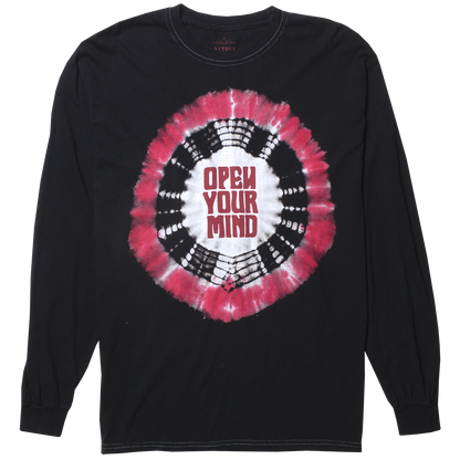 Open Your Mind tie-dye long sleeve graphic tee