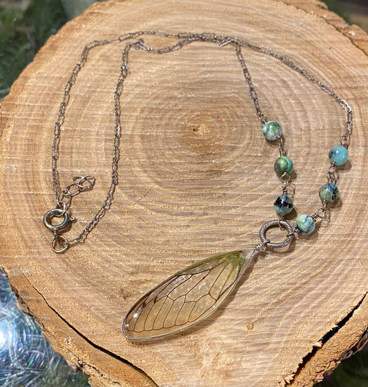 Cicada Wings w/ Chrysocolla Necklace *N255