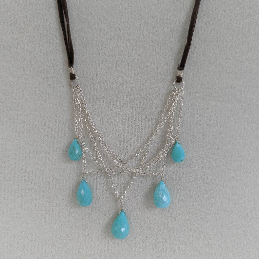 Star Crossed Lovers Turquoise Suede & Sterling Necklace