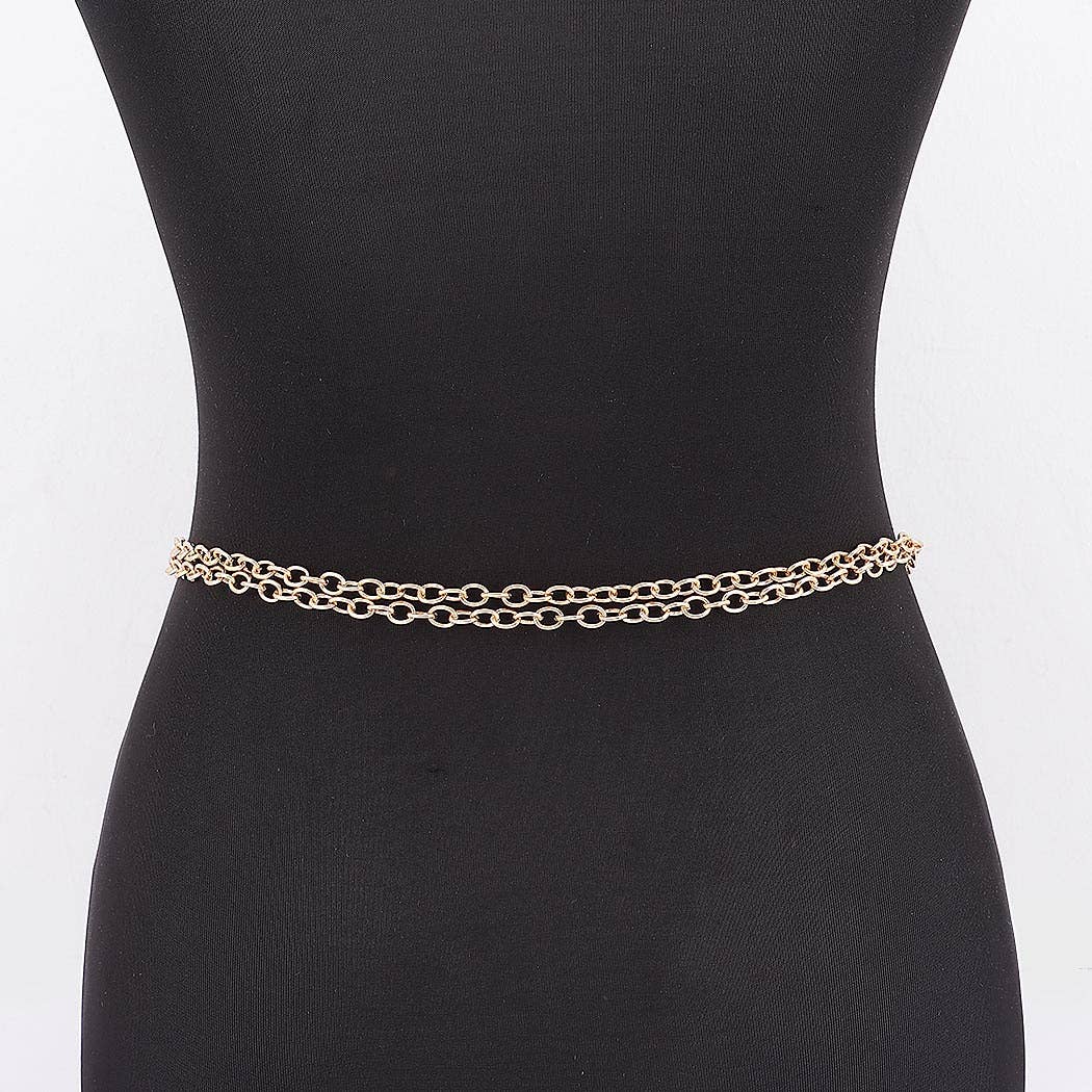 Circle Buckle Layered Chain Waist Belt - GD