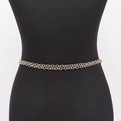 Circle Buckle Layered Chain Waist Belt - GD