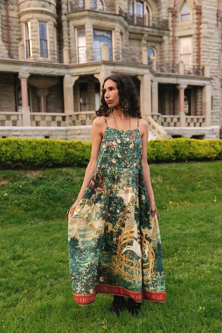 Wildheart Bohéme Long Maxi Slip Dress w/ Unicorn & Castle - L/XL (fits approx. size 12-16)