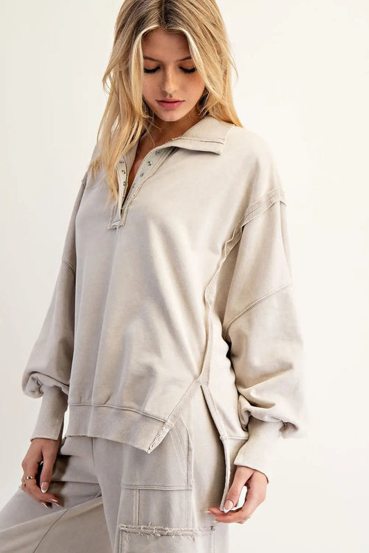 Snow Washed Long Sleeve Pullover