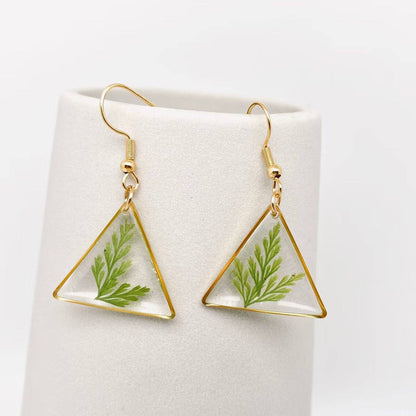 Dried Fern Leaves Pressed Plant Earrings
