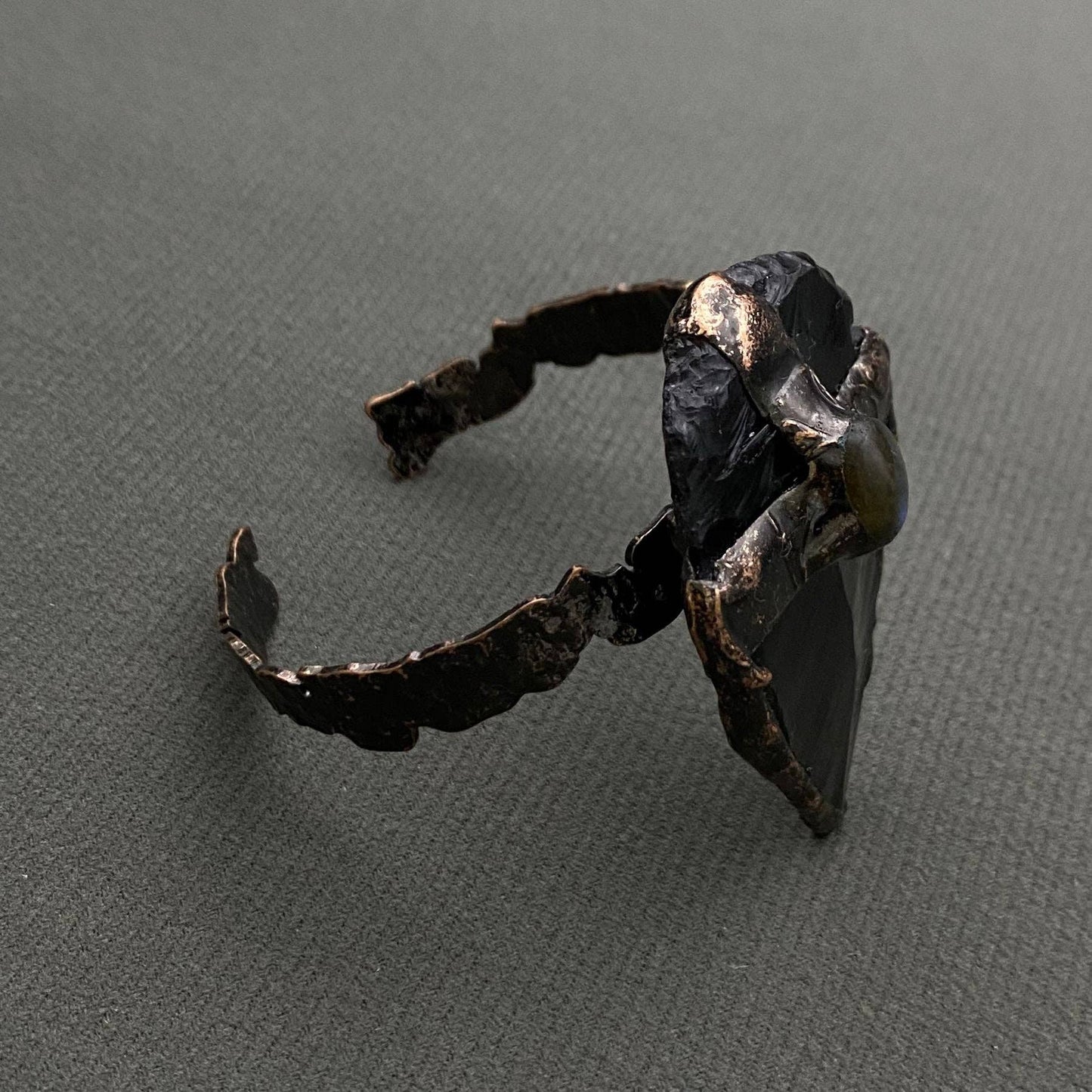 Inlaid Anemousite Obsidian Adjustable Cuff