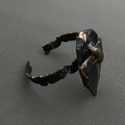 Inlaid Anemousite Obsidian Adjustable Cuff