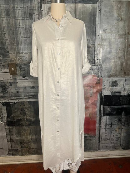 Button Front Dress- Champagne