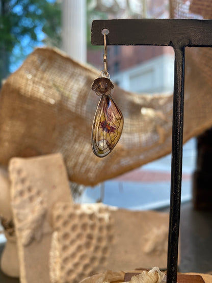 Cicada Wings On Vintage Postcard Earrings (1) *E267
