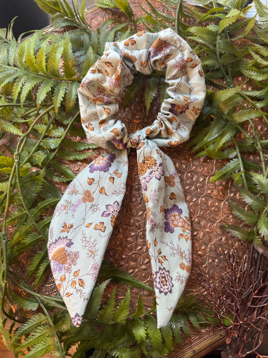 Light Blue / Gold Floral Scrunchie Scarf #SS15*