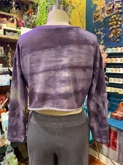 Custom Dyed Cropped Sweatshirt - Purple Sky