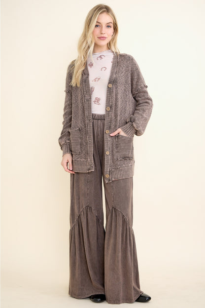 Mineral Wash Pocket Cardigan - Ash Oak