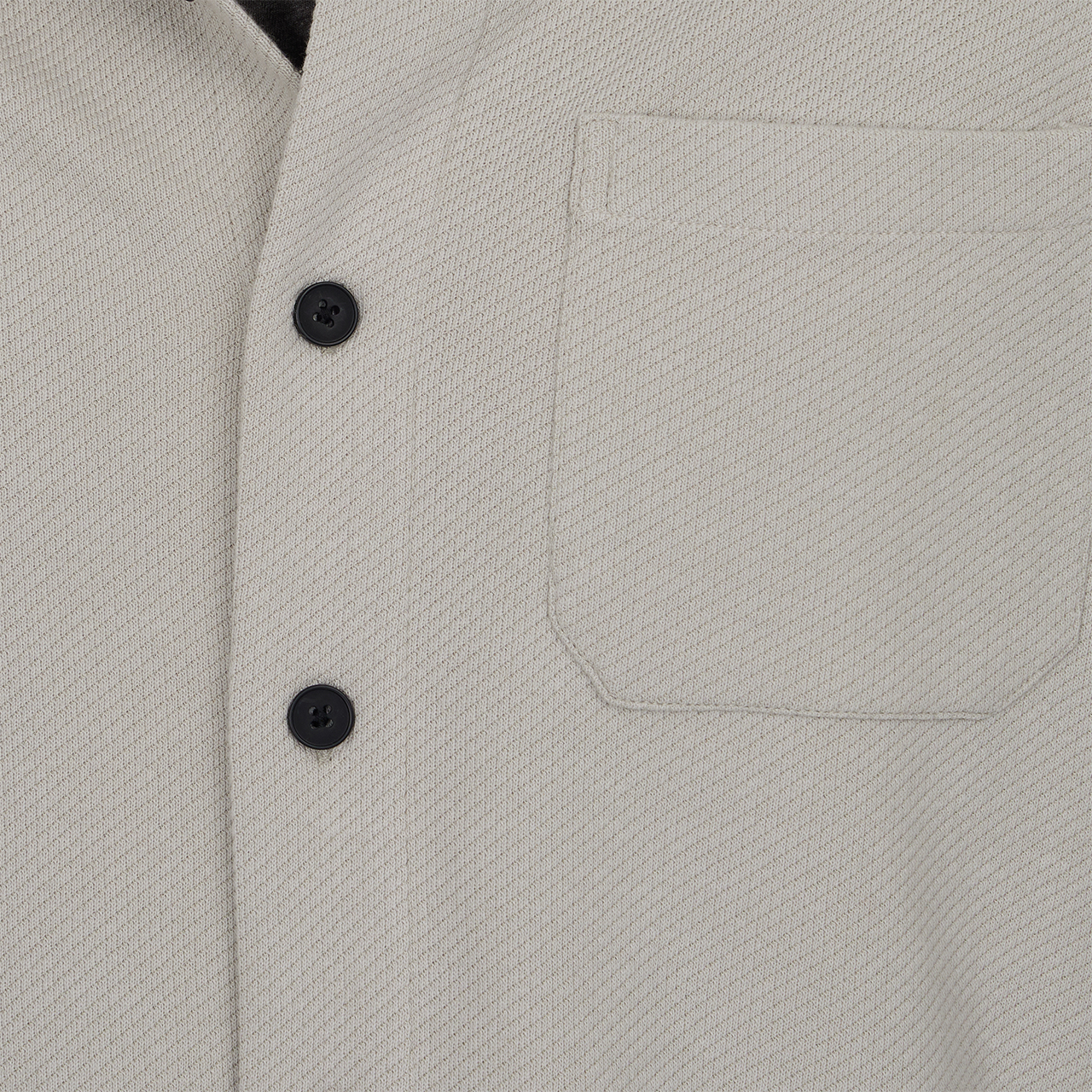 Cream Subtle Diagonal Textured Solid Shacket Shirt Jacket