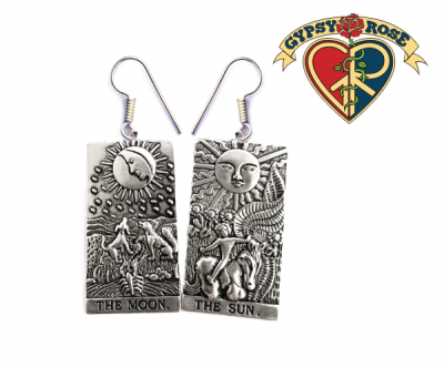 Moon And Sun Antique Silver Dangle Earrings