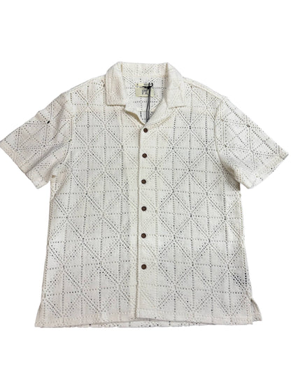 Dax Geometric Crochet Short Sleeve Shirt - Cream