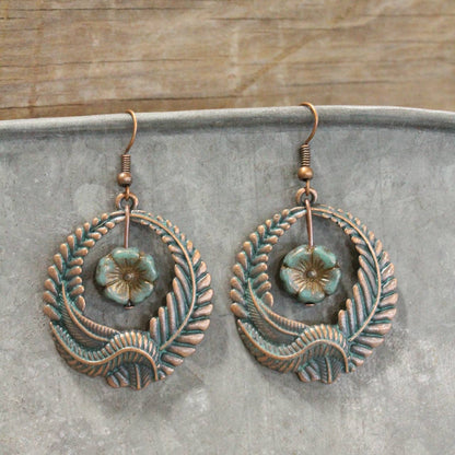Sprouting New Leaves Patina Dangle Earrings