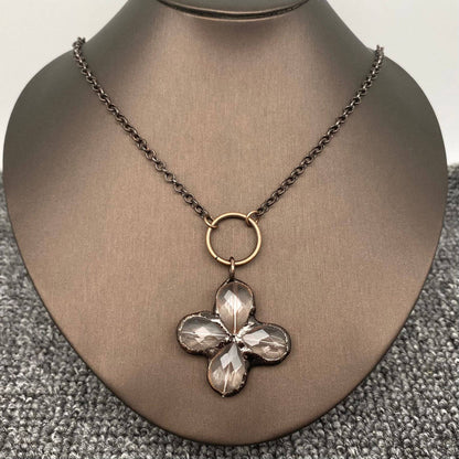 Irregular Four-leaf Clover Shape Crystal Necklace