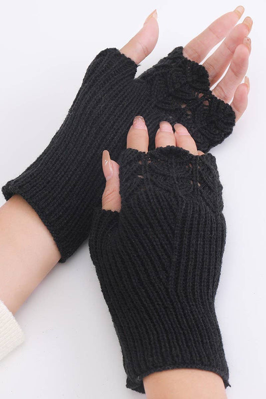 Knit Hand Warmers - Black O/S