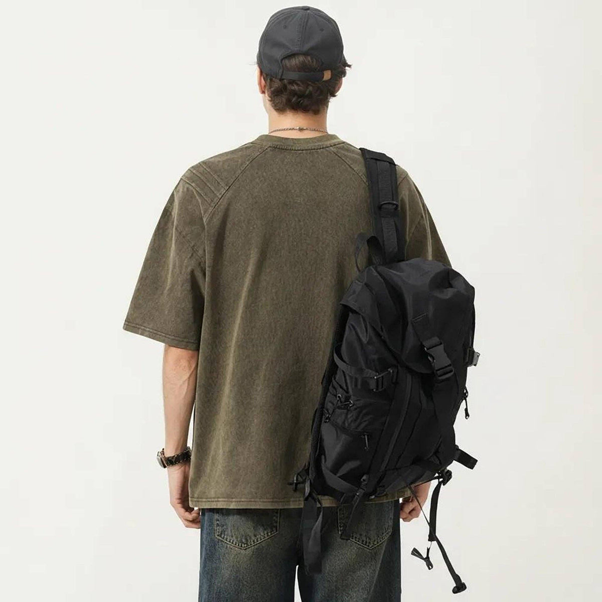 Men's Short Sleeve Crew Neck Graphic T-Shirt with Relaxed Fit - Brown