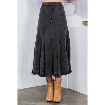 Boho Flair Mid-Length Skirt - Charcoal