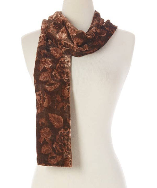 Silk Velvet Scarf - Autumn Leaves