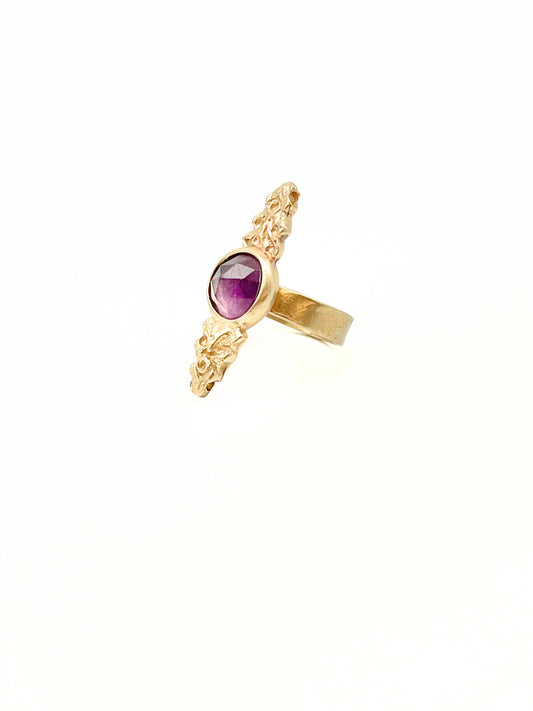 Rose Cut Amethyst with Antique Detail Ring