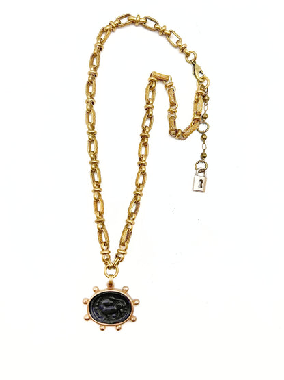 Black Porcelain Griffin Necklace