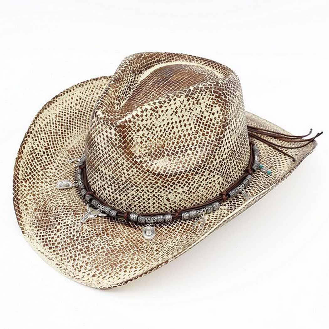 Handmade Vintage Cowboy Hat With Western Bull Head