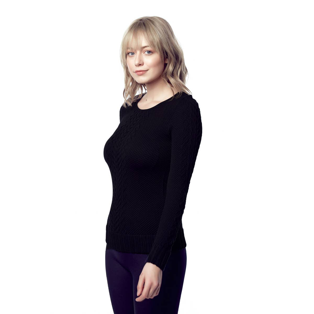 Round Neck Long Sleeve - One Size - Black Fade