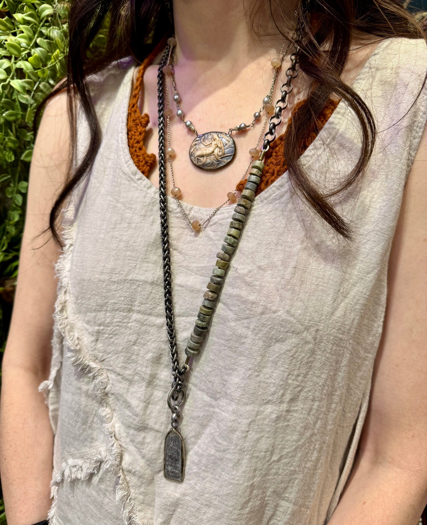 Large Mermaid Cameo Necklace *N252