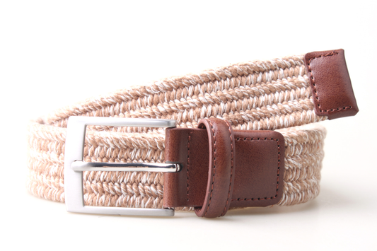 Darren Twisted Yarn Woven Stretch 3.5 CM Belt - Tan
