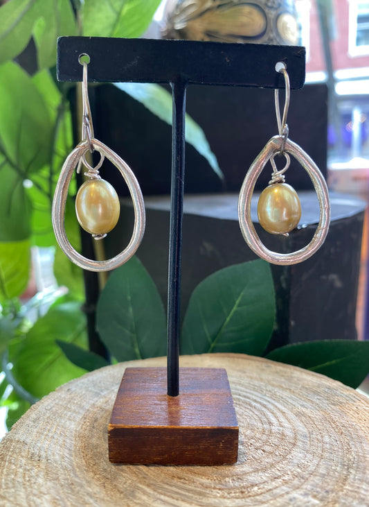 Fine Silver Yellow Pearls Earring *425E-30