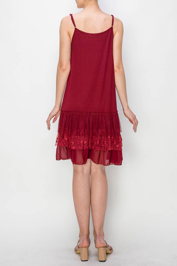 DRESS EXTENDER WITH LACE LAYER - RED
