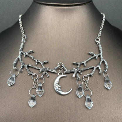 Branch Shape Moon Charm Necklace - MS