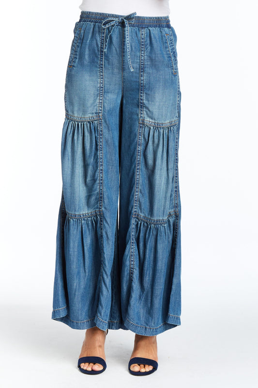 Caty drawstring tiered wide leg pant