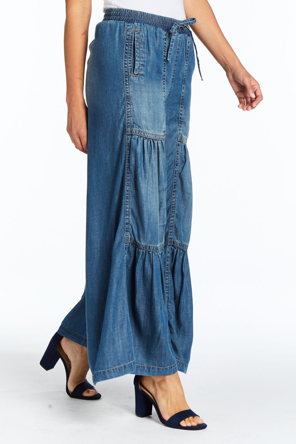 Caty drawstring tiered wide leg pant
