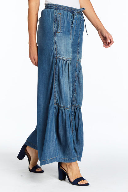 Caty drawstring tiered wide leg pant