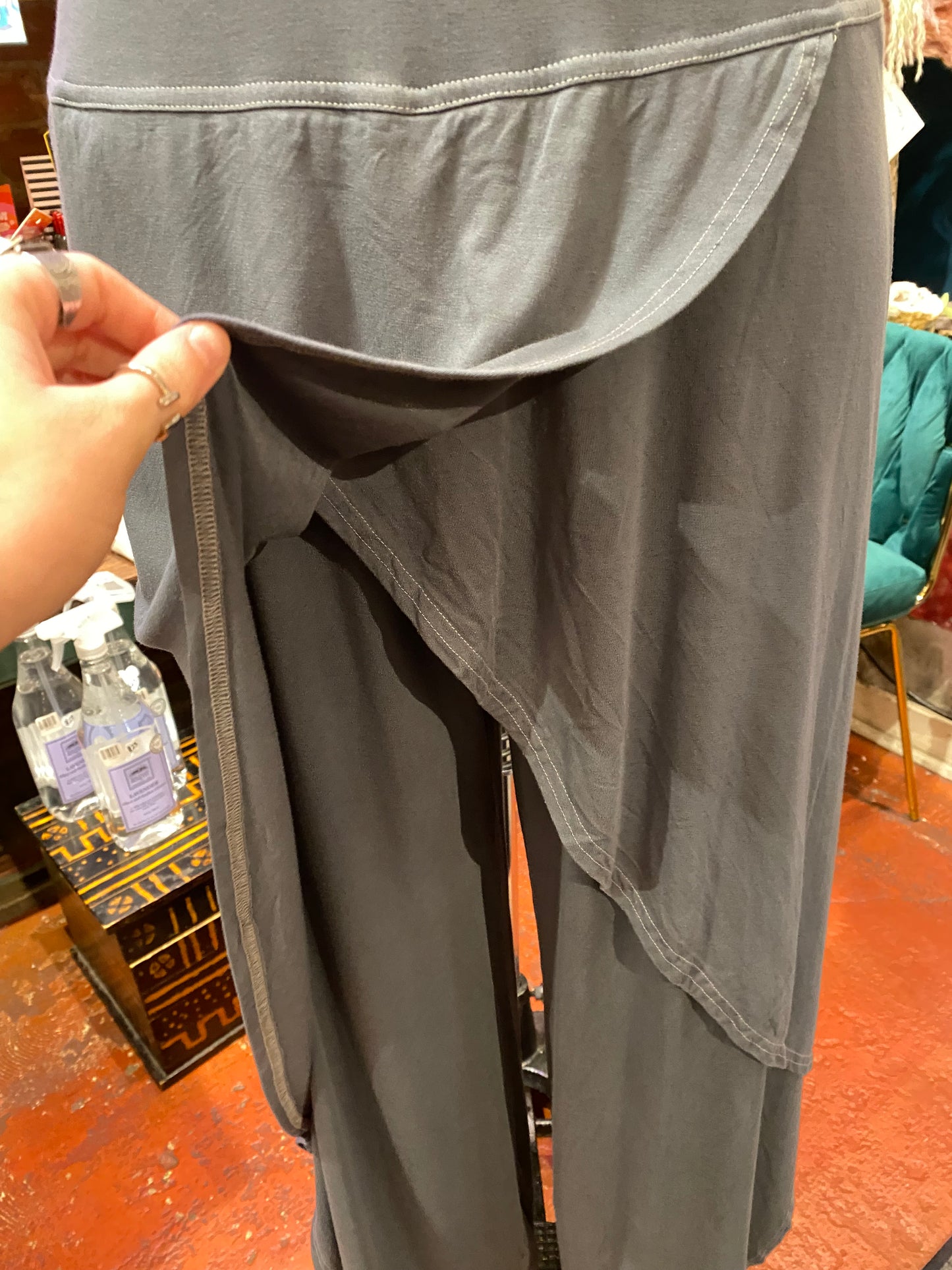 Flowy Leg Wrap Pant - Seaweed