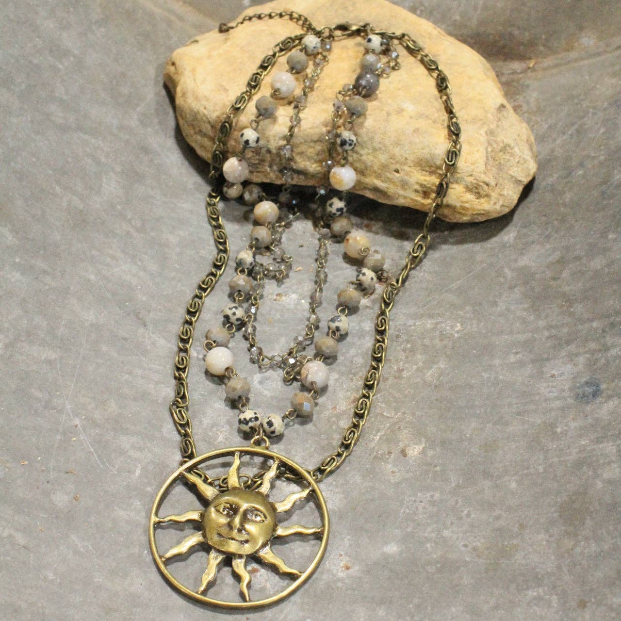 Sun Burst Layered Necklace