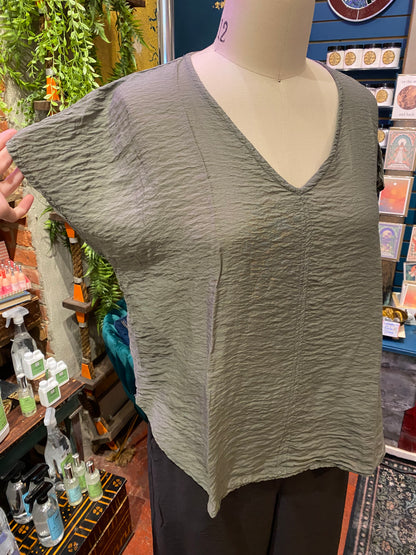 V-Neck Popover Parachute Top - Clay
