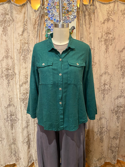 Long Sleeve Button Up - Pine