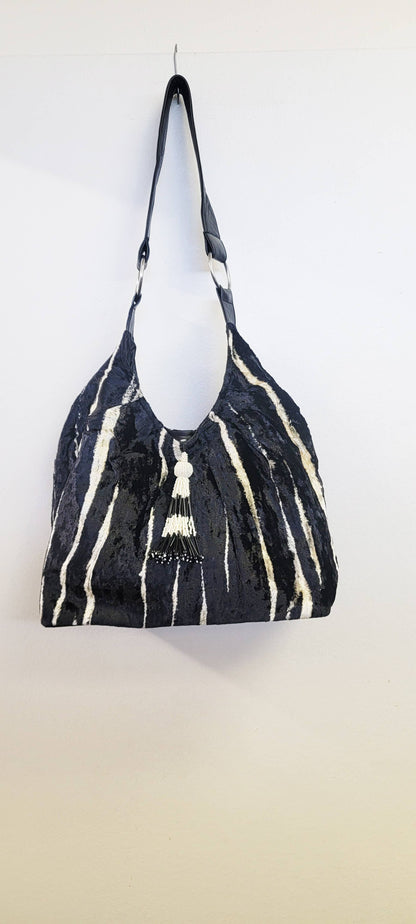 VELVET HOBO TIE DYE - Black
